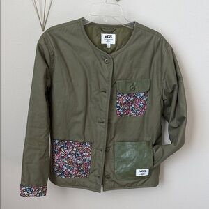 Vans x Liberty Olive Green Jacket with Floral Accents
